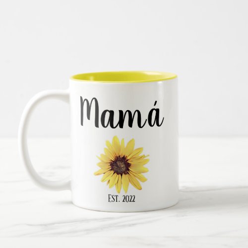Personalized Mam Est Painted Sunflower Two_Tone Coffee Mug