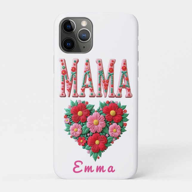Personalized Mama Heart Floral Custom Gift Case-Mate iPhone Case (Back)