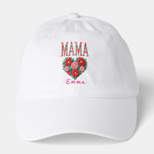 Personalized Mama Heart Floral Custom Gift Hat