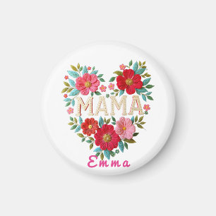 Personalized Mama Heart Floral Custom Gift Magnet