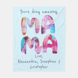 Personalized Mama Kids Names Motivational Cute  Fleece Blanket