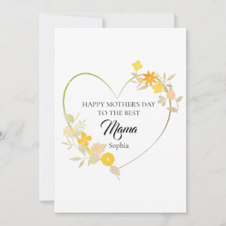 Personalized Mama Name Mother’s Day Floral Heart Card