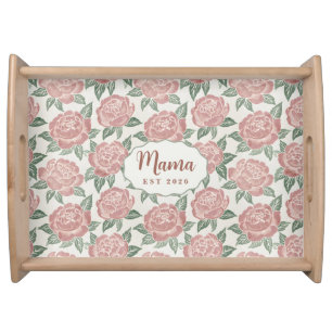Personalized Mama Peony Serving Tray Custom Name