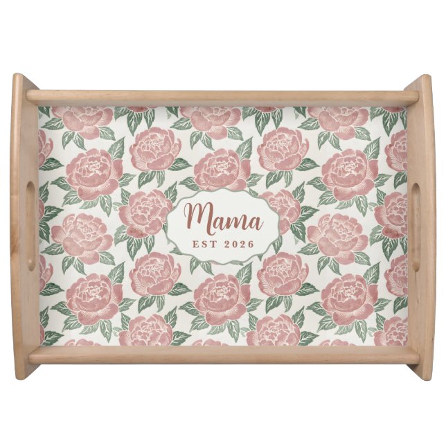 Personalized Mama Peony Serving Tray Custom Name (Front)