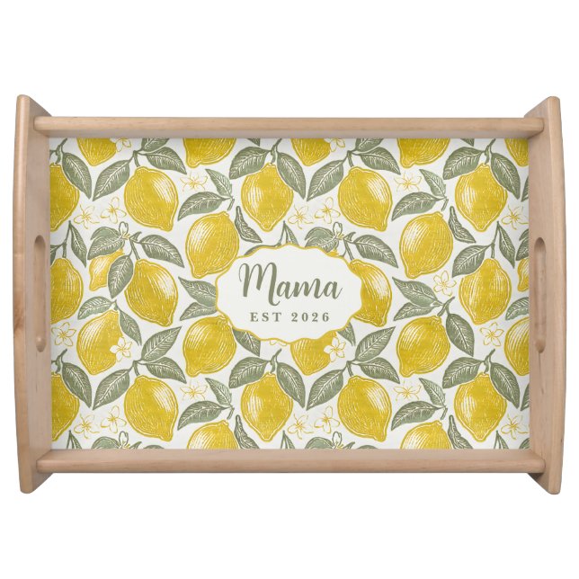 Personalized Mama Peony Serving Tray Custom Name (Front)