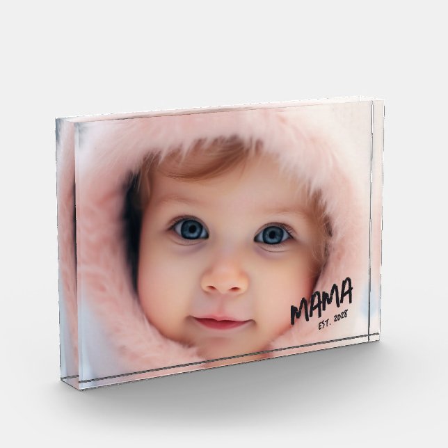 Personalized Mama Photo Custom Year Mom Block (Left)