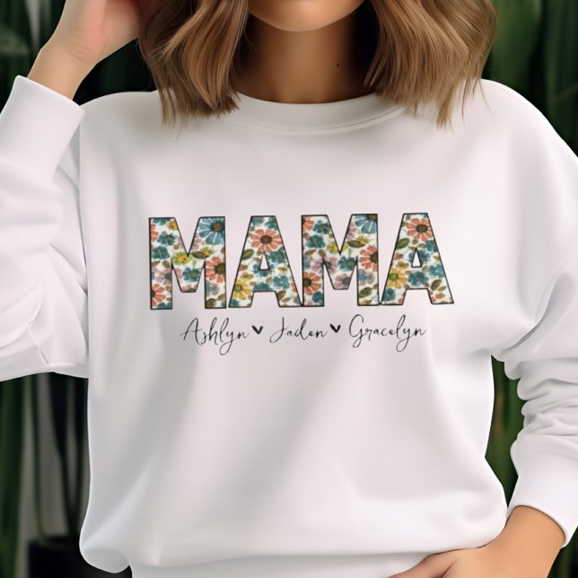 Personalized Mama Retro W/ Kids Names Mothers Day Sweatshirt (Creator Uploaded)