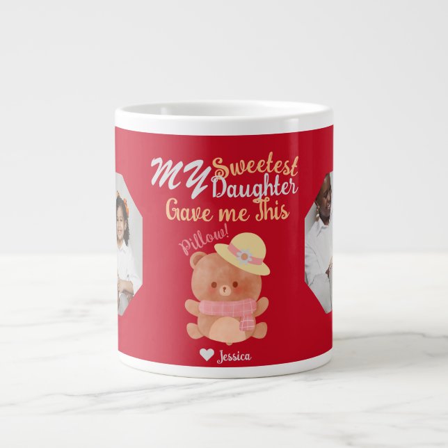 Personalized Mama & Sweetest Daughter Names Photo  Giant Coffee Mug (Front)