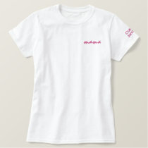Personalized Mama with Kid's Name on Sleeve Pink Embroidered Shirt