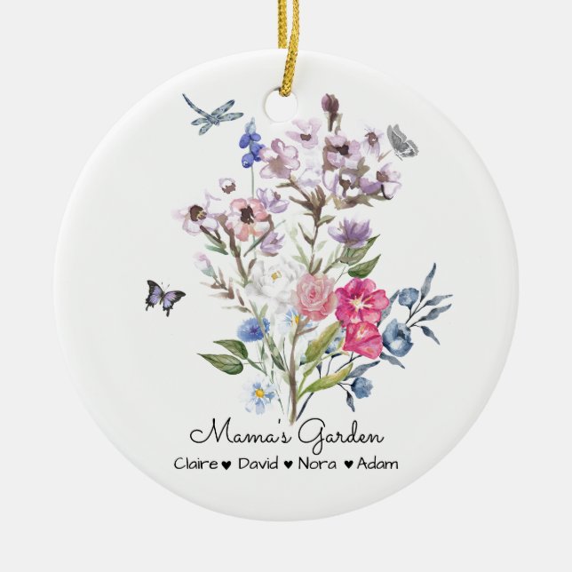 Personalized Mama's Garden Ceramic Ornament (Front)
