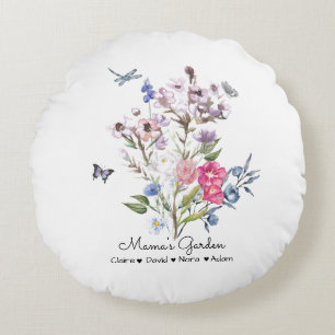Personalized Mama's Garden Round Pillow