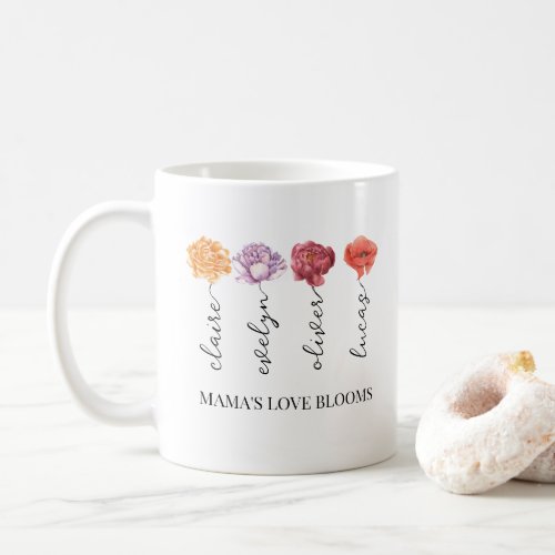 Personalized Mamas Love Blooms Birth Month Flower Coffee Mug