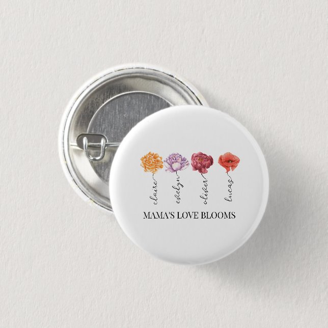 Personalized Mama's Love Blooms Button (Front & Back)