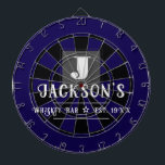Personalized Man Cave Custom Bar Name Dart Board<br><div class="desc">Faux wooden background with monogram and family name in center of the board. Other colors available in the shop. This fun template lets you create your own personalized man cave "your name" whiskey or bbq backyard bar dart board sign. Unique fun gift</div>