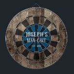 Personalized Man Cave Dart Board<br><div class="desc">Faux wooden background with custom name and man cave in the center of the board. Other colors available in the shop.</div>