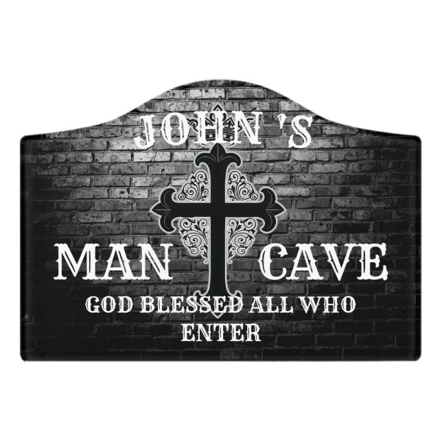 Personalized Man Cave Door Sign (Small Crest Front)