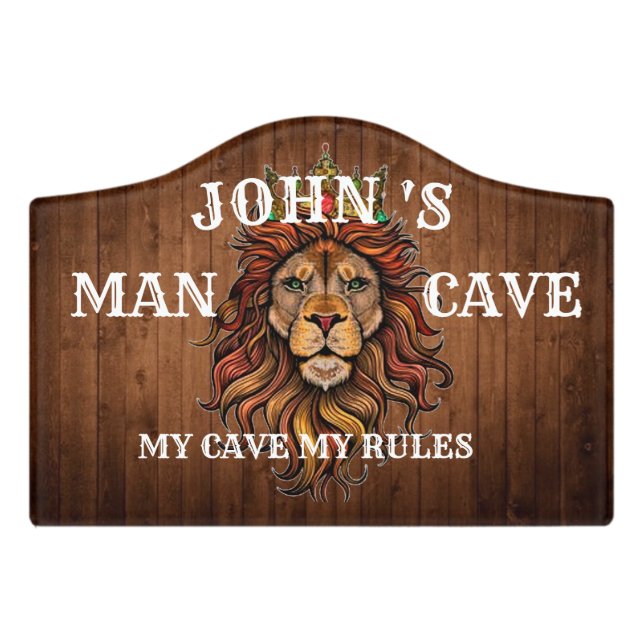 Personalized Man Cave Door Sign (Small Crest Front)