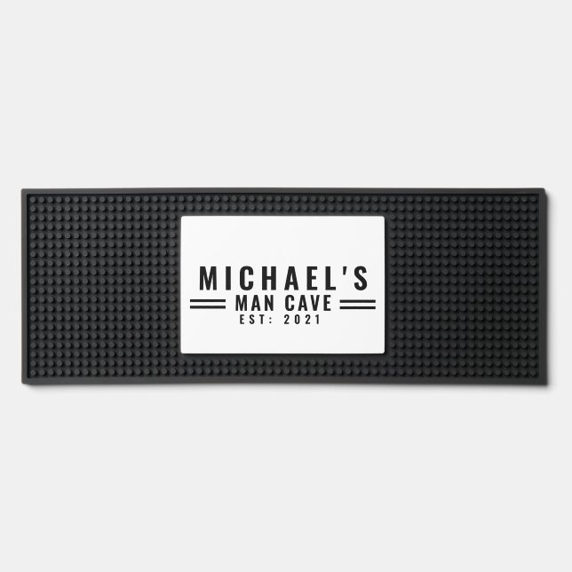 Personalized Man Cave Garage Basement Bar Mat (Front)