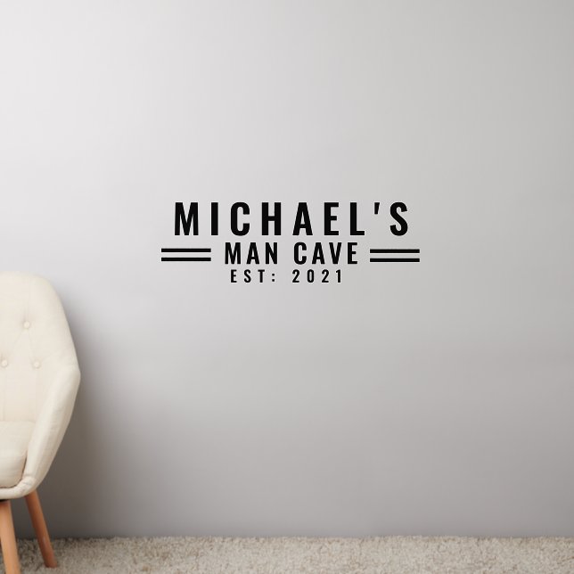 Personalized Man Cave Garage Basement Bar Wall Decal (Living Room 2)