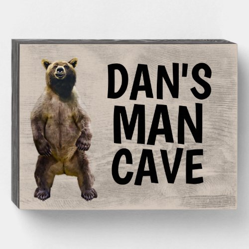 PERSONALIZED MAN CAVE GRIZZLY BEAR  WOOD SIGNS