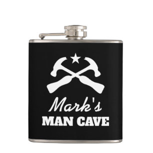 Personalized man cave hip flask drink gift for men