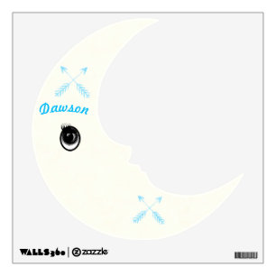 Personalized Man In the Moon Blue Arrow Wall Decal
