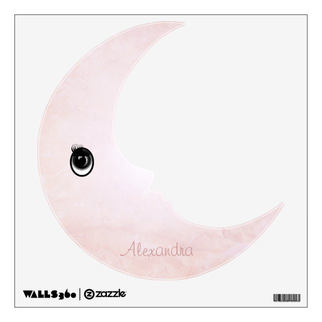 Personalized Man In the Moon Misty Pink Wall Decal (Front)