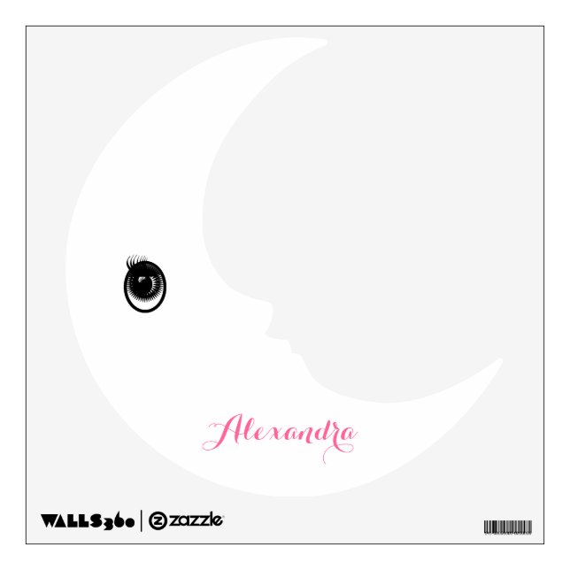 Personalized Man In the Moon Pink Text Wall Decal (Front)