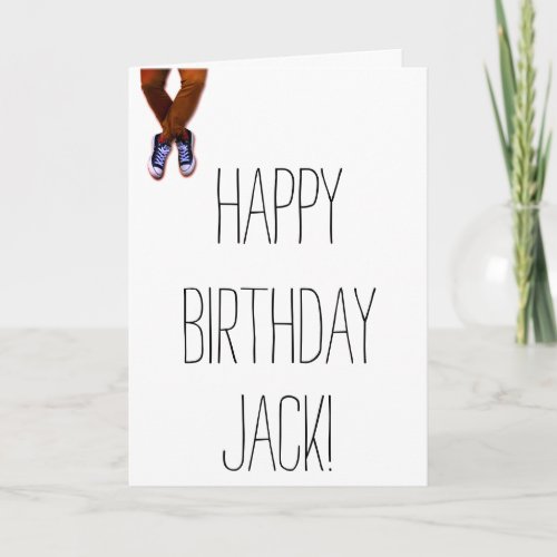 Personalized Man Legs on Edge of Card