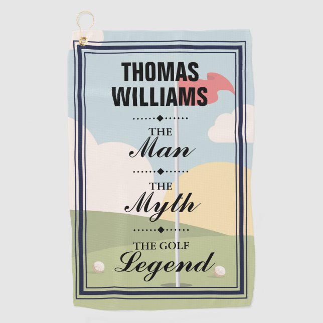 Personalized Man Myth Legend Classic Golf Towel (Front)