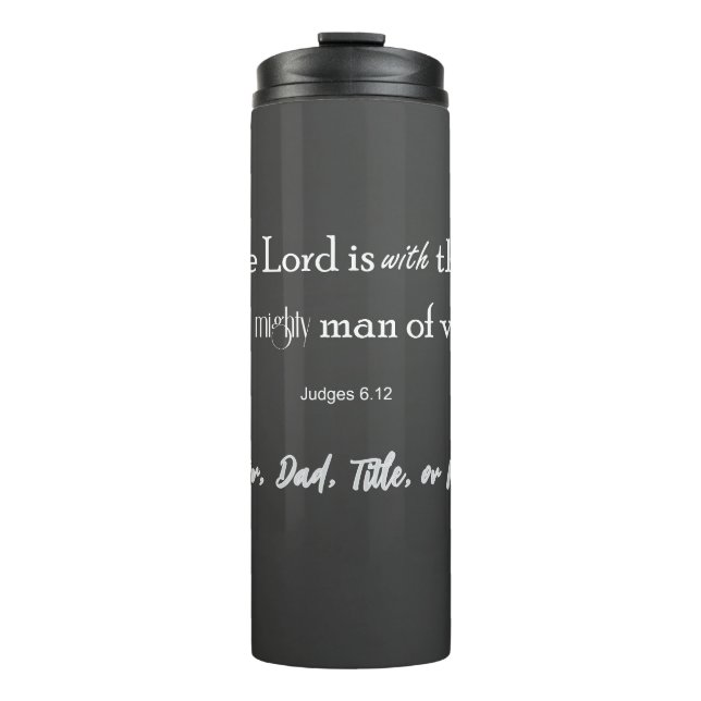 Personalized Man of Valor Bible Verse Thermal Tumbler (Front)