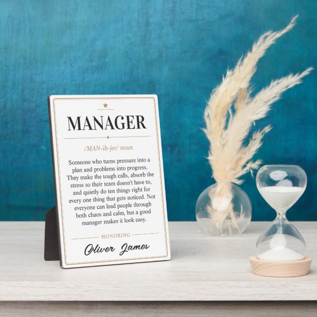 Personalized Manager Dictionary Definition Desk Plaque (Side)