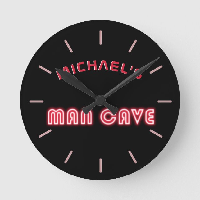 Personalized Mancave Bar Den Men Only Neon Clock (Front)