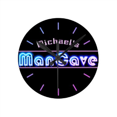 Personalized Mancave Bar Den Men Only Neon Clock