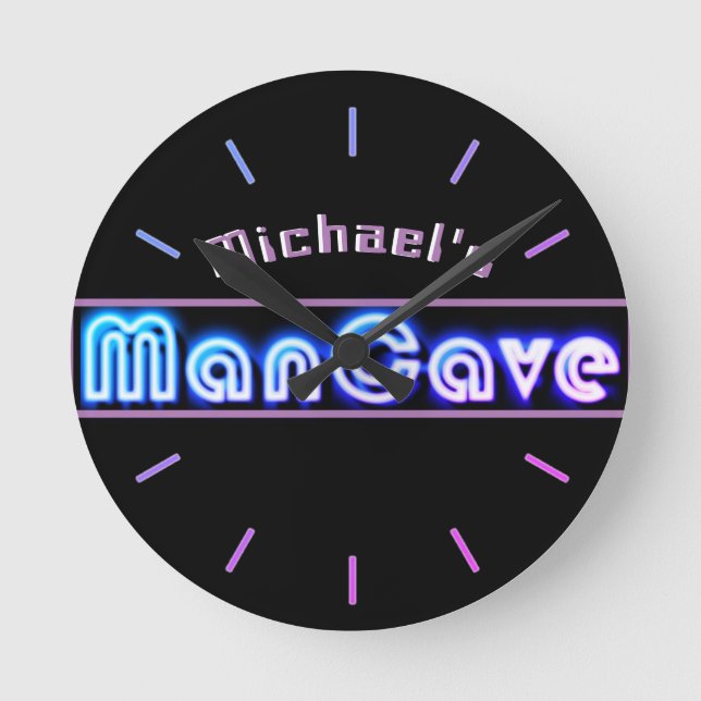 Personalized Mancave Bar Den Men Only Neon Clock (Front)