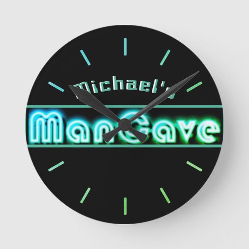 Personalized Mancave Bar Den Men Only Neon Clock