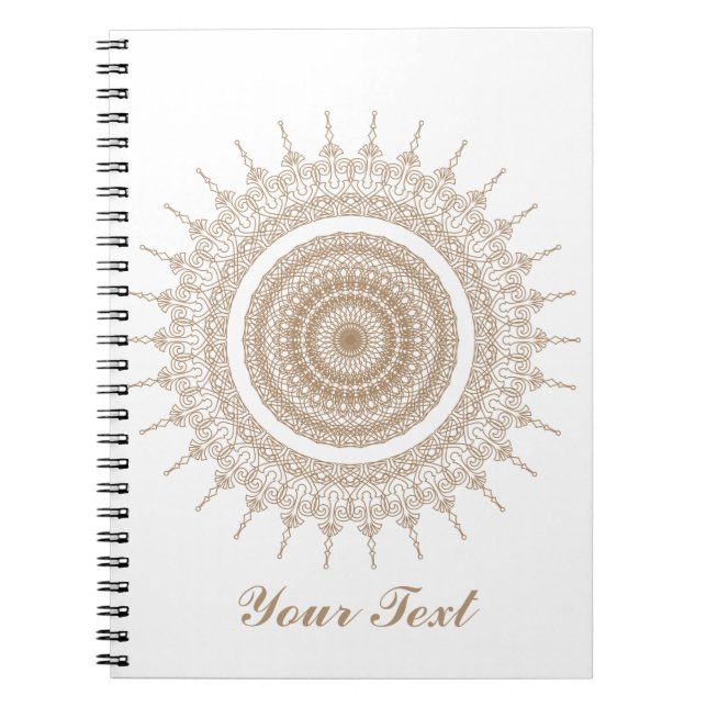 Personalized Mandala Bohemian White Boho Notebook (Front)