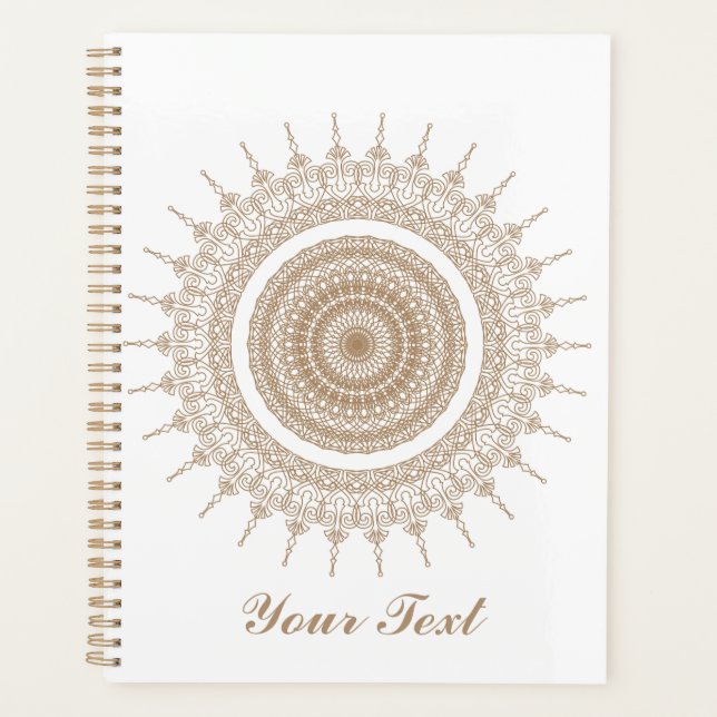 Personalized Mandala Bohemian White Boho Planner (Front)