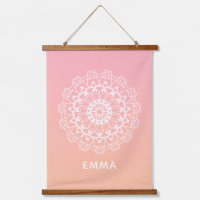 Personalized Mandala Dorm Room Pink Ombre Wall 