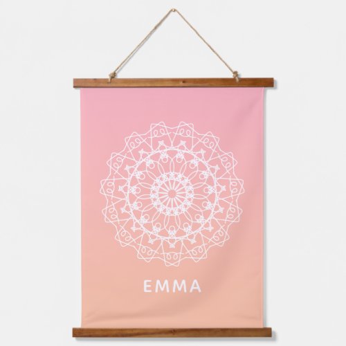 Personalized Mandala Dorm Room Pink Ombre Wall  Hanging Tapestry