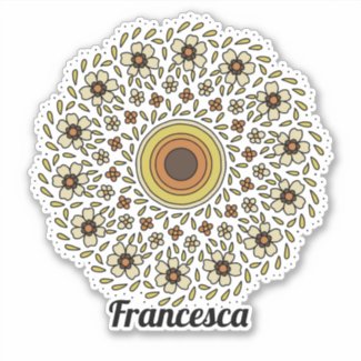 Personalized mandala green orange flowers leaves