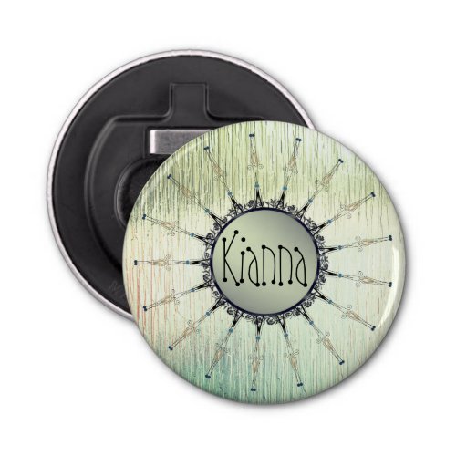 Personalized Mandala on Minty Frosted Glass   Bottle Opener