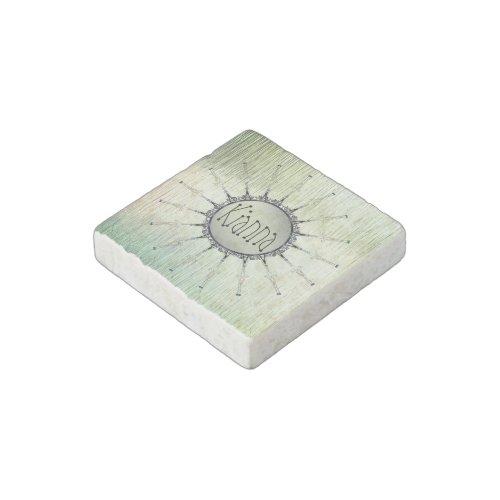 Personalized Mandala on Minty Frosted Glass   Stone Magnet