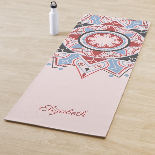 Personalized Mandala Pattern Pink Yoga Mat