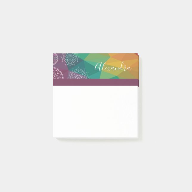 Personalized mandala rainbow post it notes (Front)