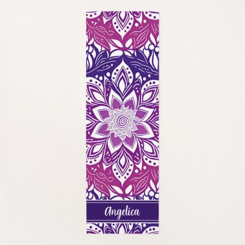 Personalized Mandala Yoga Mat Purple Pink Ombre