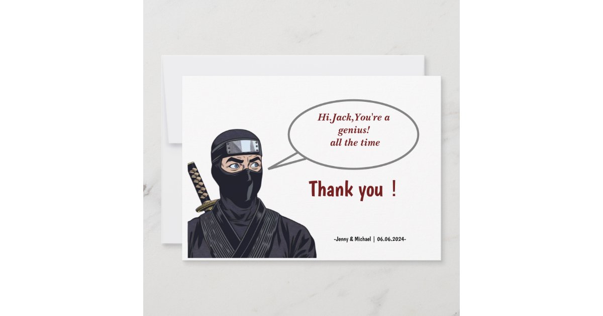 Personalized Manga Comic Ninja Thank You Card | Zazzle