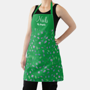 Personalized Manicurist Nail Tech Green Apron