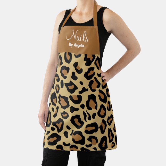 Personalized Manicurist Nail Tech leopard Apron (Insitu)