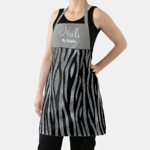 Personalized Manicurist Nail Tech Zebra Apron